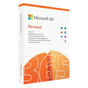 Angled white and orange Microsoft 365 Personal box with a textured 365 graphic.
