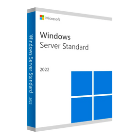 3D rendered white and blue Microsoft Windows Server 2022 Standard box.